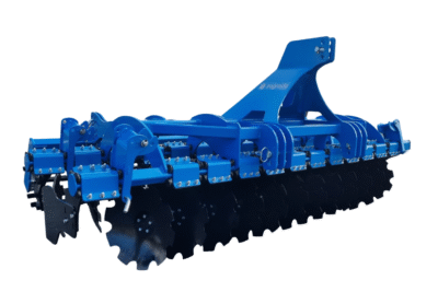 Mounted disc harrow with rubber disc protection, fixed
