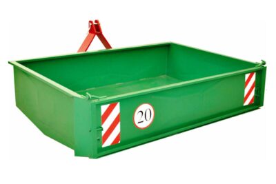 Mounted transport box with hydraulic tipping